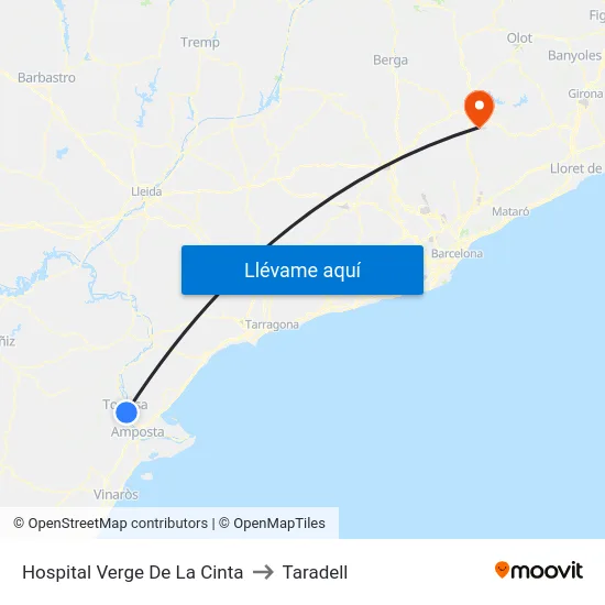 Hospital Verge De La Cinta to Taradell map