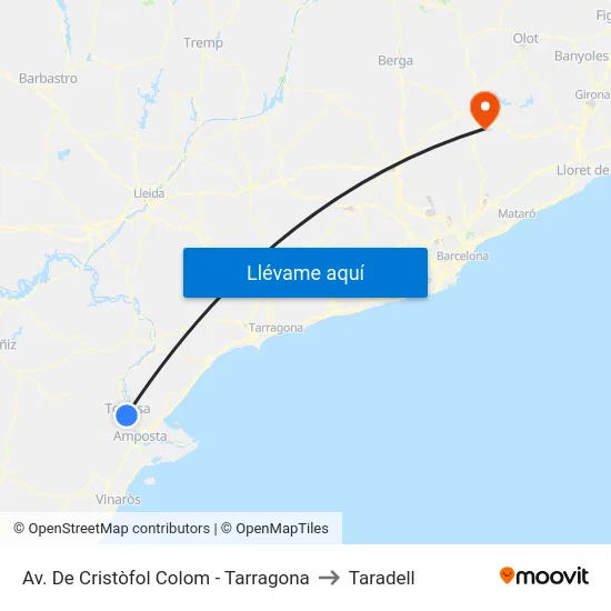 Av. De Cristòfol Colom - Tarragona to Taradell map