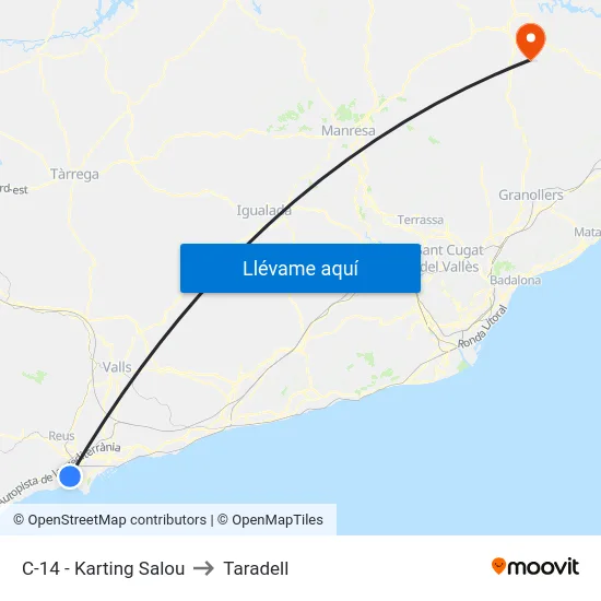 C-14 - Karting Salou to Taradell map