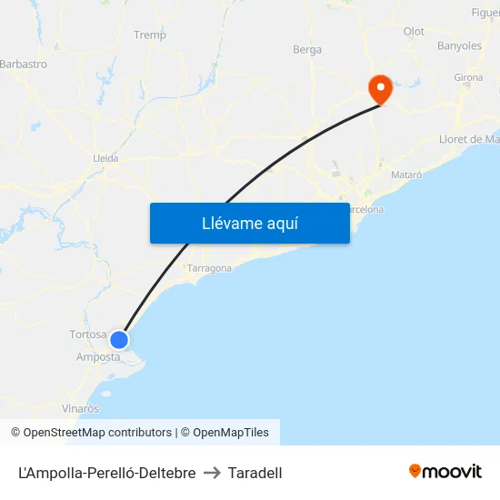L'Ampolla-Perelló-Deltebre to Taradell map