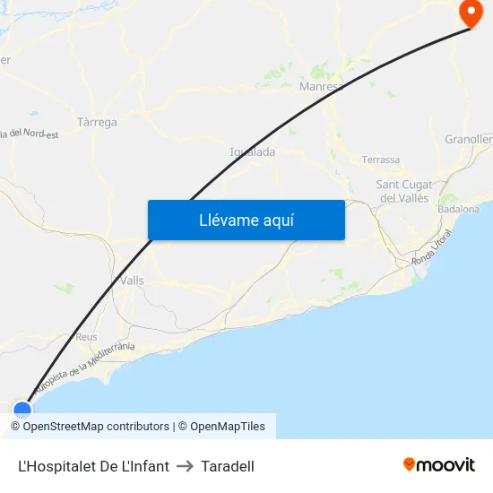 L'Hospitalet De L'Infant to Taradell map