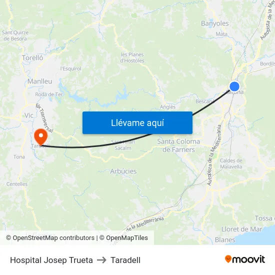 Hospital Josep Trueta to Taradell map