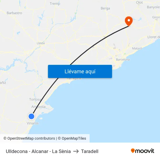 Ulldecona - Alcanar - La Sènia to Taradell map