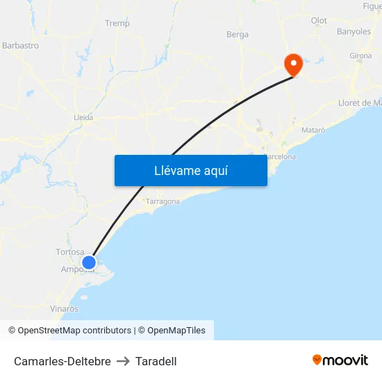 Camarles-Deltebre to Taradell map