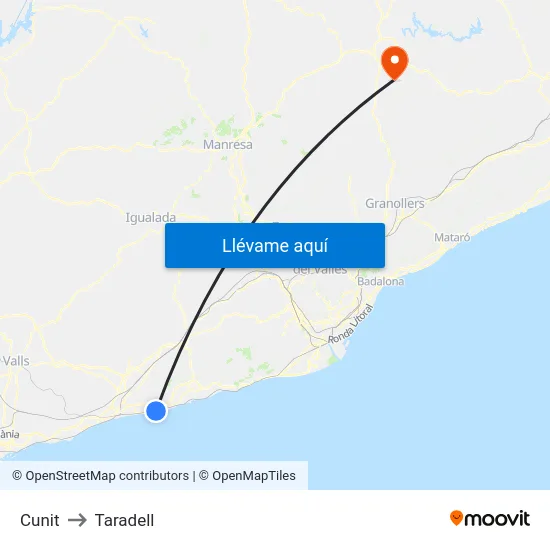 Cunit to Taradell map