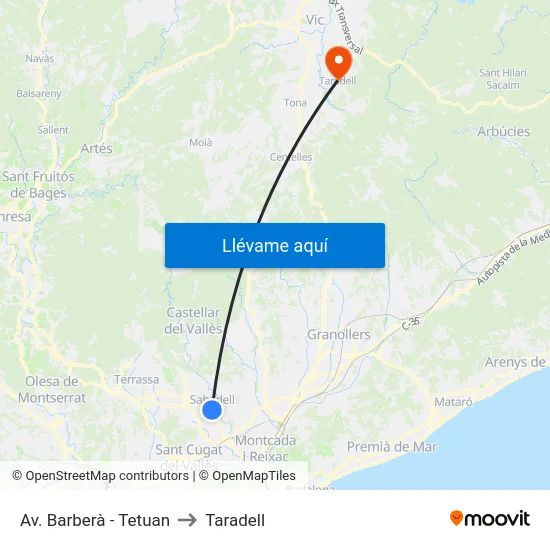 Av. Barberà - Tetuan to Taradell map
