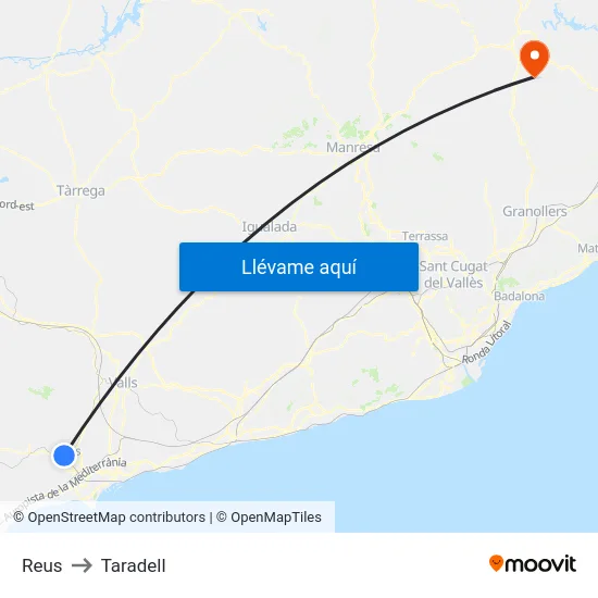 Reus to Taradell map