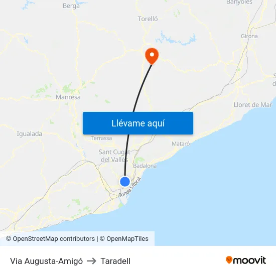 Via Augusta-Amigó to Taradell map