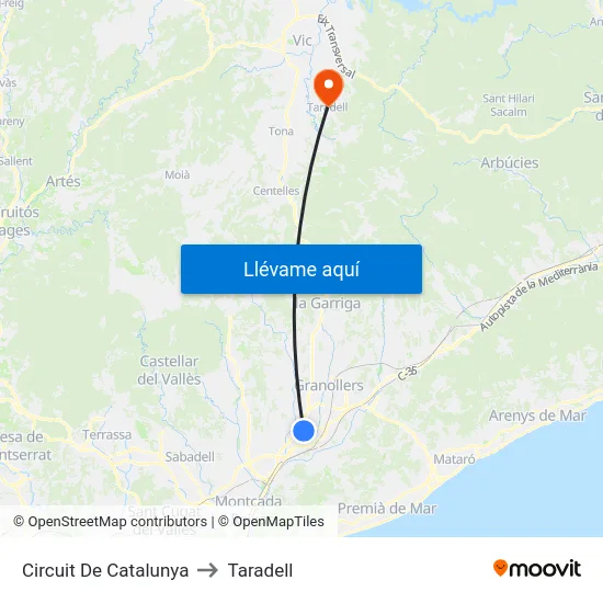 Circuit De Catalunya to Taradell map