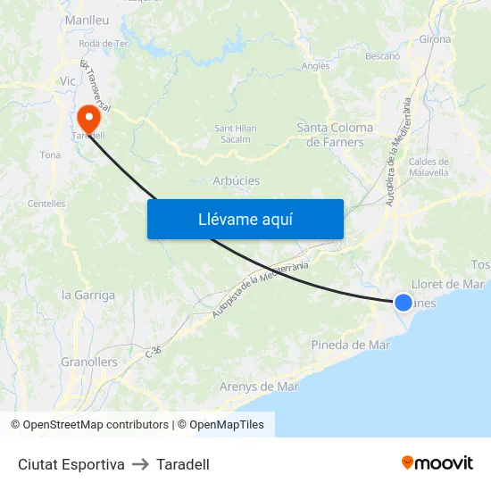 Ciutat Esportiva to Taradell map