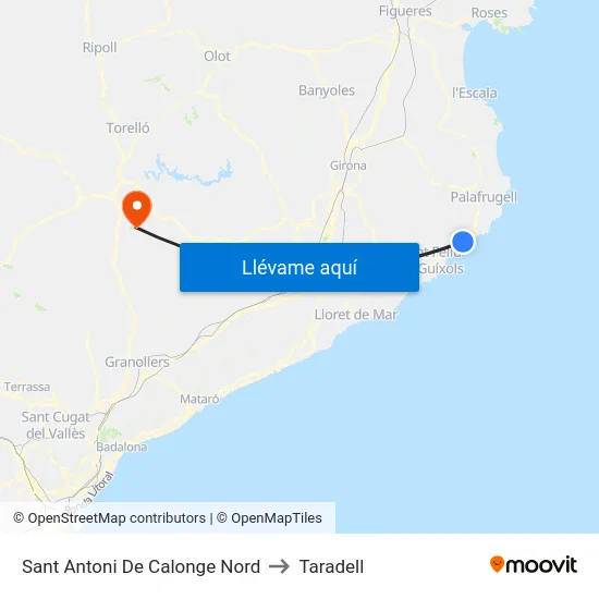 Sant Antoni De Calonge Nord to Taradell map