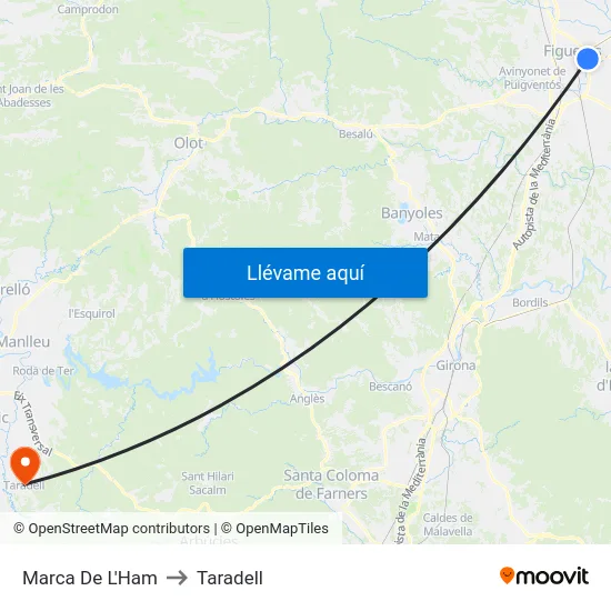 Marca De L'Ham to Taradell map