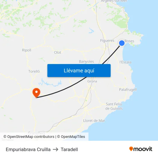Empuriabrava Cruïlla to Taradell map