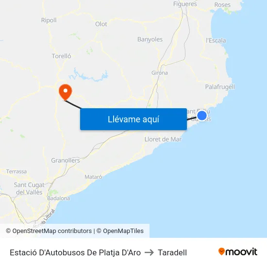 Estació D'Autobusos De Platja D'Aro to Taradell map
