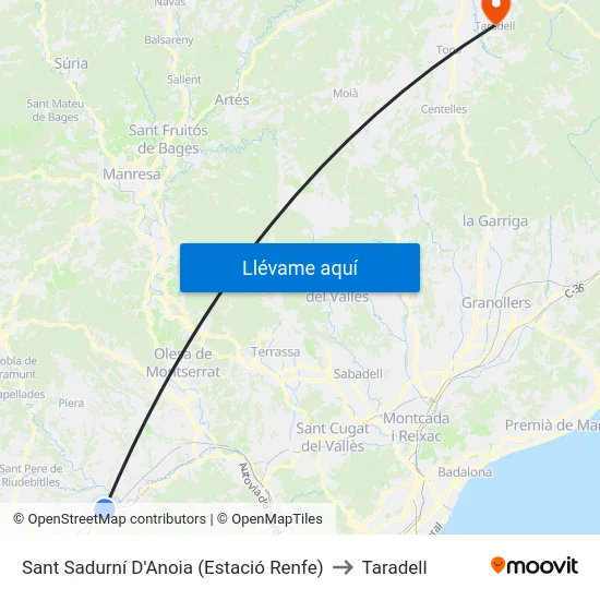 Sant Sadurní D'Anoia (Estació Renfe) to Taradell map