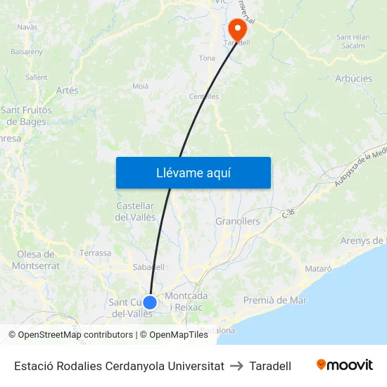 Estació Rodalies Cerdanyola Universitat to Taradell map
