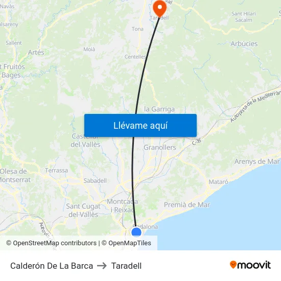 Calderón De La Barca to Taradell map