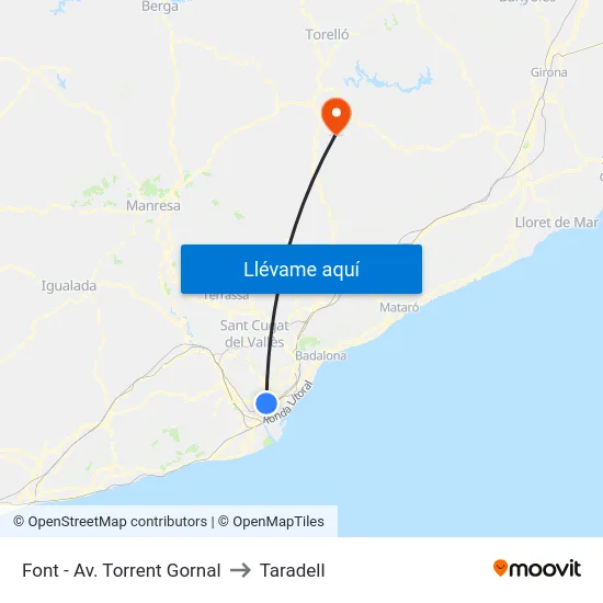 Font - Av. Torrent Gornal to Taradell map