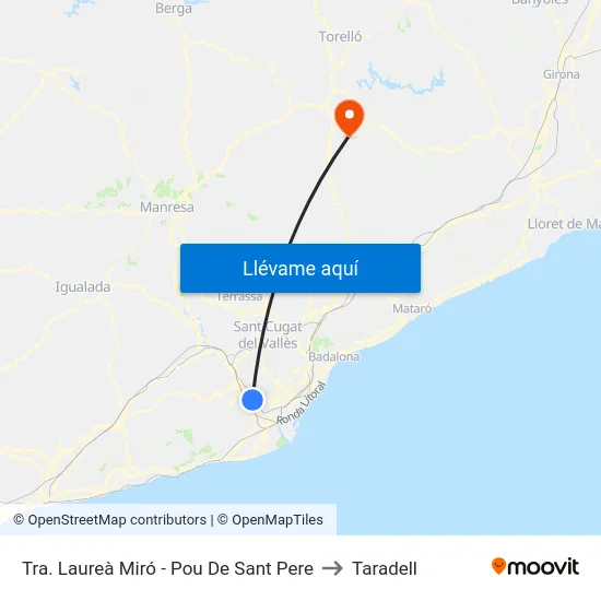 Tra. Laureà Miró - Pou De Sant Pere to Taradell map