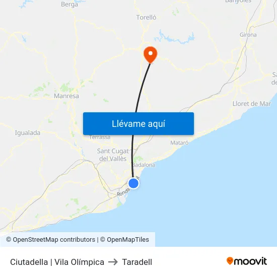 Ciutadella | Vila Olímpica to Taradell map