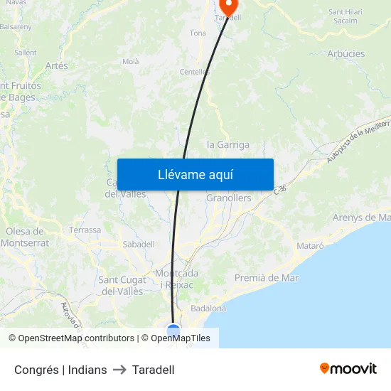 Congrés | Indians to Taradell map