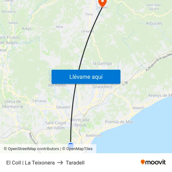 El Coll | La Teixonera to Taradell map