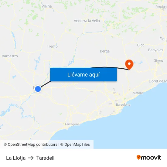 La Llotja to Taradell map
