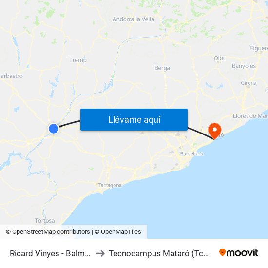 Ricard Vinyes - Balmes to Tecnocampus Mataró (Tcm3) map