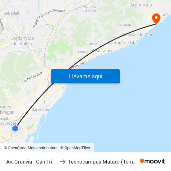 Av. Granvia - Can Tries to Tecnocampus Mataró (Tcm3) map