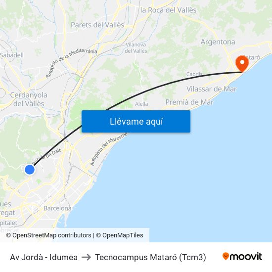 Av Jordà - Idumea to Tecnocampus Mataró (Tcm3) map