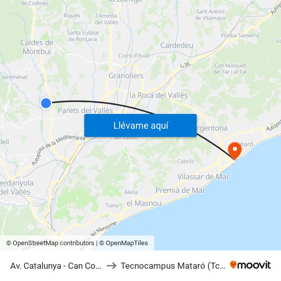 Av. Catalunya - Can Cortès to Tecnocampus Mataró (Tcm3) map