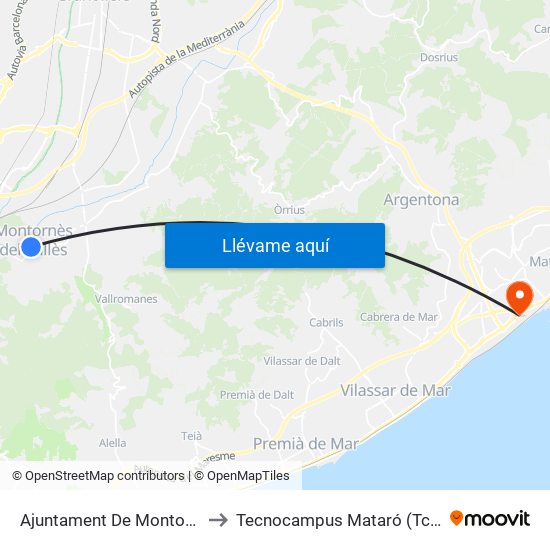 Ajuntament De Montornès to Tecnocampus Mataró (Tcm3) map