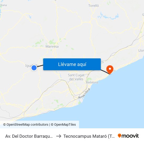 Av. Del Doctor Barraquer, 48 to Tecnocampus Mataró (Tcm3) map