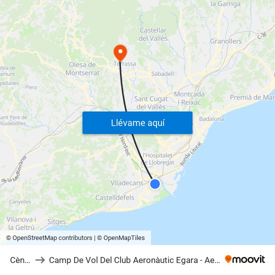 Cèntric to Camp De Vol Del Club Aeronàutic Egara - Aeromodelisme map