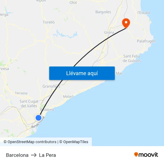 Barcelona to La Pera map