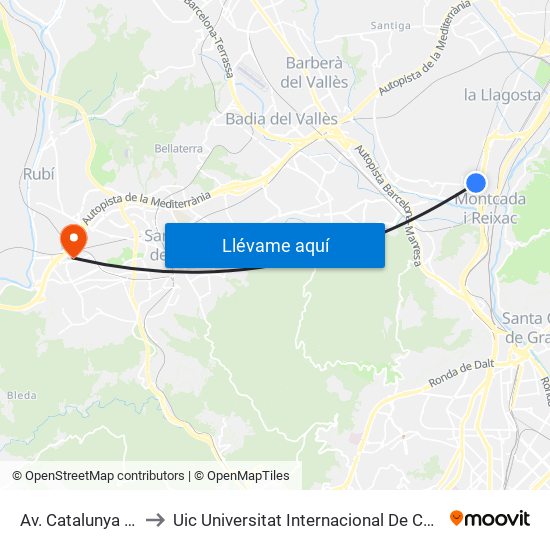 Av. Catalunya - Sol to Uic Universitat Internacional De Catalunya map
