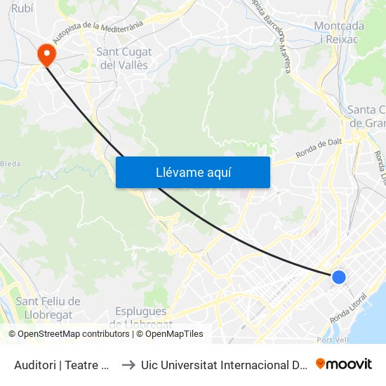 Auditori | Teatre Nacional to Uic Universitat Internacional De Catalunya map