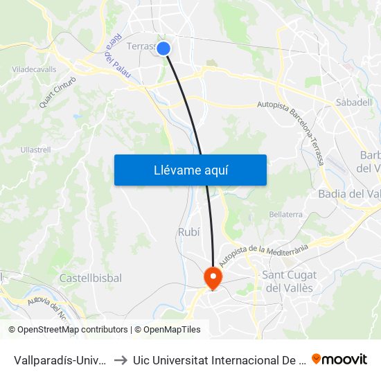 Vallparadís-Universitat to Uic Universitat Internacional De Catalunya map