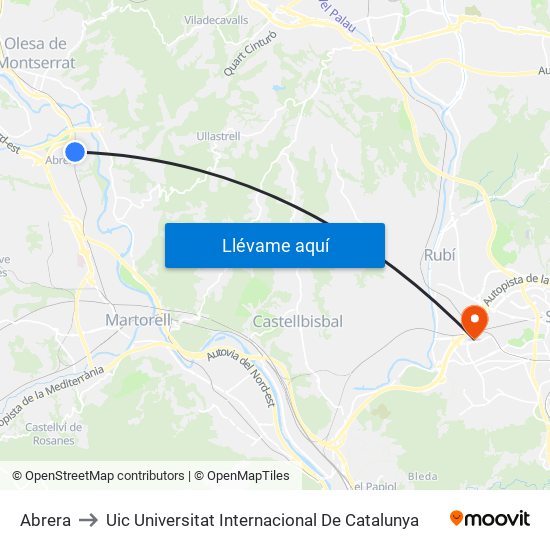 Abrera to Uic Universitat Internacional De Catalunya map