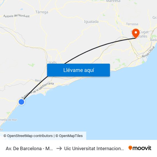 Av. De Barcelona - Maria Cristina to Uic Universitat Internacional De Catalunya map