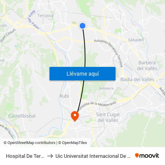 Hospital De Terrassa to Uic Universitat Internacional De Catalunya map