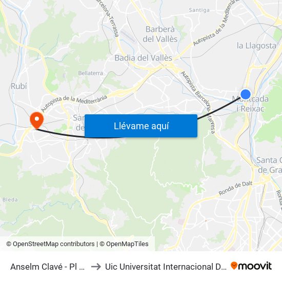Anselm Clavé - Pl Espanya to Uic Universitat Internacional De Catalunya map