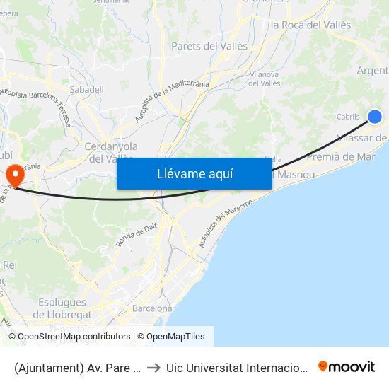 (Ajuntament) Av. Pare Jaume Català to Uic Universitat Internacional De Catalunya map