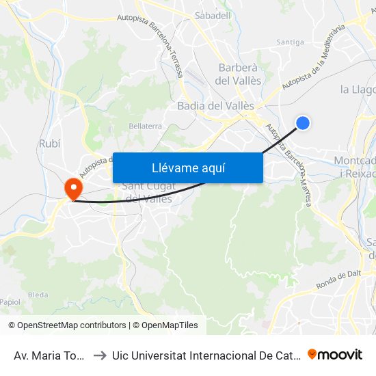Av. Maria Torras to Uic Universitat Internacional De Catalunya map
