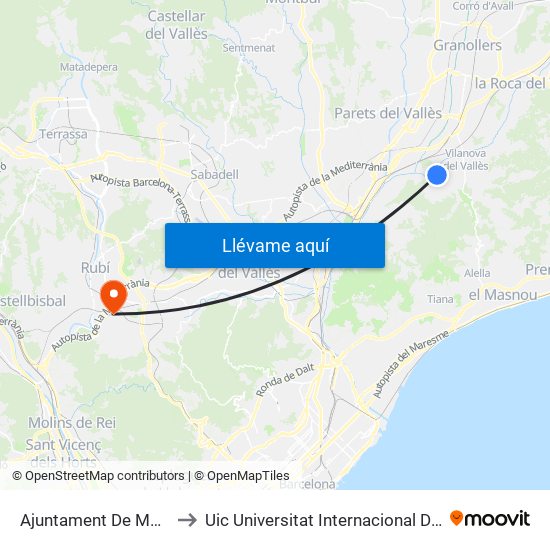 Ajuntament De Montornès to Uic Universitat Internacional De Catalunya map