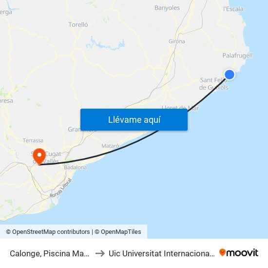 Calonge, Piscina Mancomunada to Uic Universitat Internacional De Catalunya map
