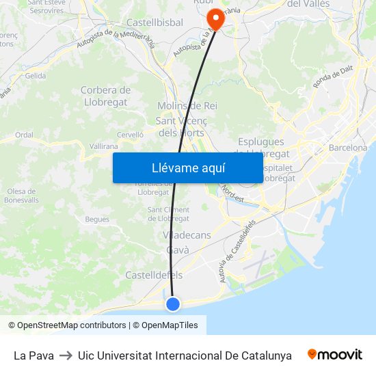 La Pava to Uic Universitat Internacional De Catalunya map