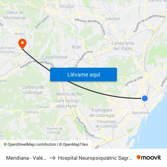 Meridiana - València to Hospital Neuropsiquiàtric Sagrat Cor map