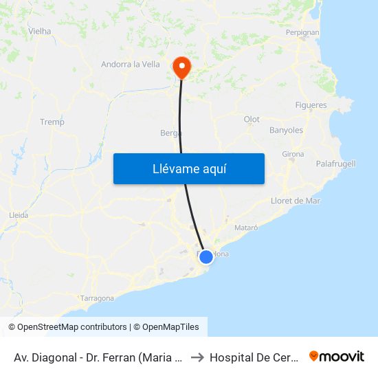 Av. Diagonal - Dr. Ferran (Maria Cristina) to Hospital De Cerdanya map