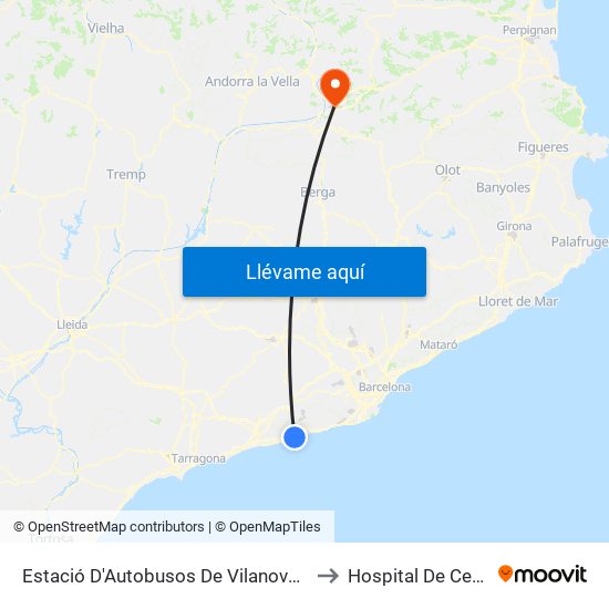Estació D'Autobusos De Vilanova I La Geltrú to Hospital De Cerdanya map